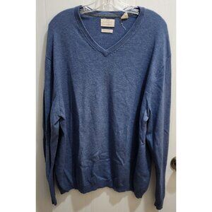 Weatherproof Vintage Mens Long‎ Sleeve V Neck Sweater Merino Cashmere Blue Sz XL